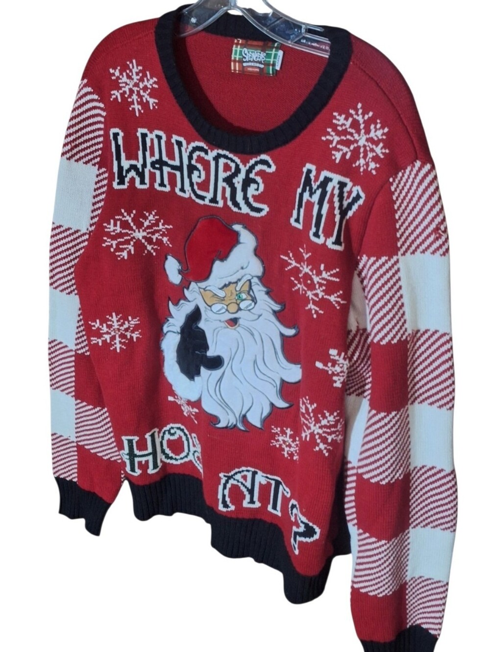 Spencer's Red Santa LIGHTS UP Holiday Sweater with White Beard WORKS